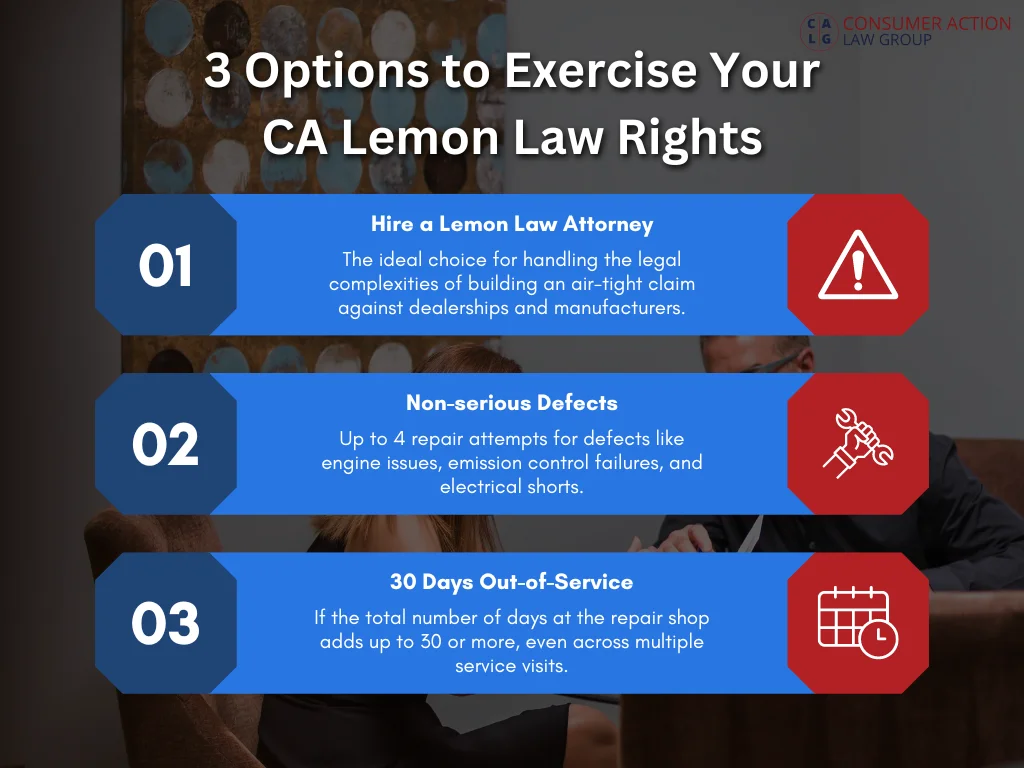3 Options to Exercise Your CA Lemon Law Rights