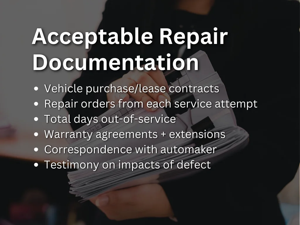 Acceptable Repair Documentation