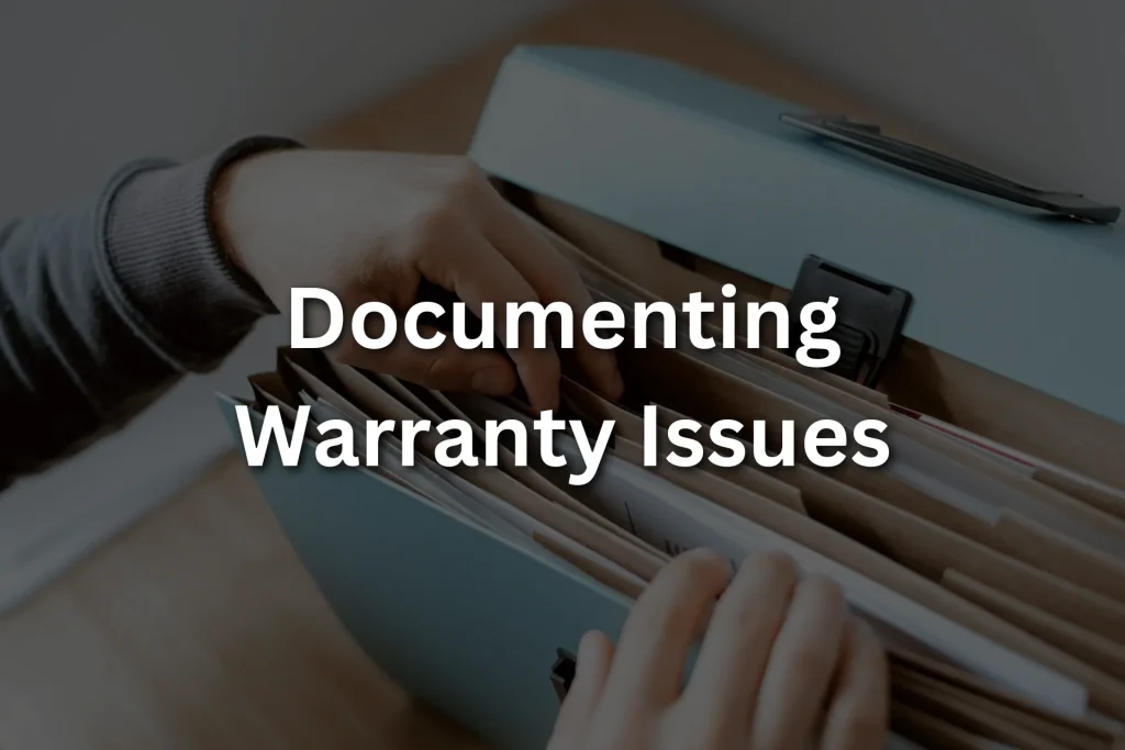 documenting warranty issues