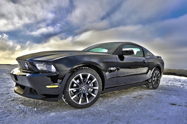 black car on snowy ground