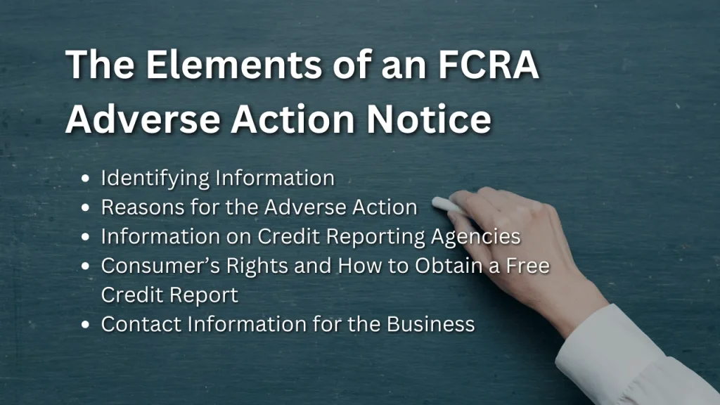 the elements of an fcra adverse action notice