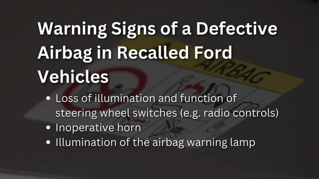 Warning Signs of a Defective Airbag in Recalled Ford Vehicles