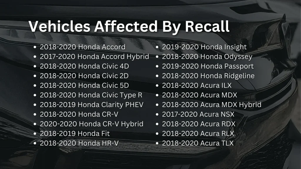 vehicles affected by recall