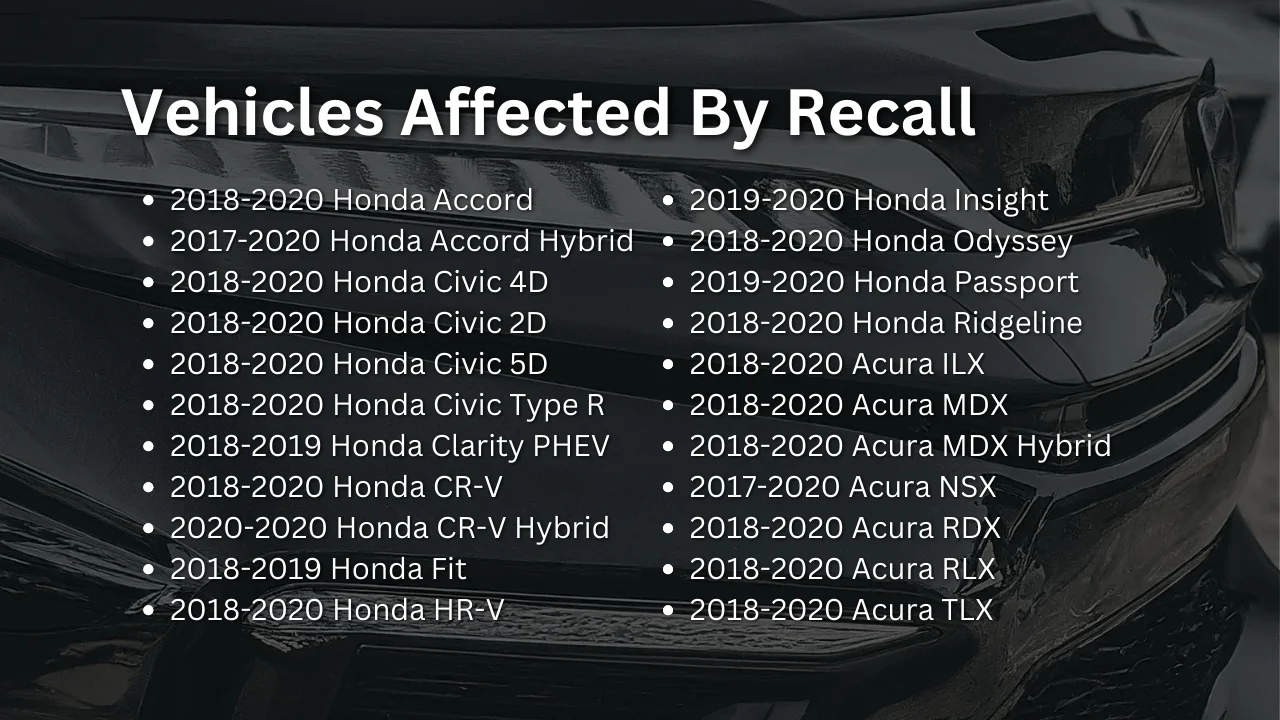 vehicles affected by recall