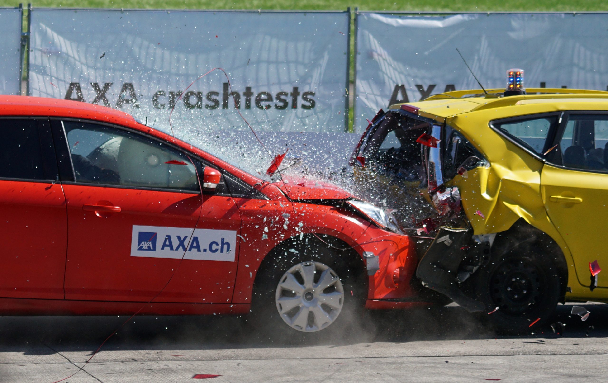 two cars in a crash test